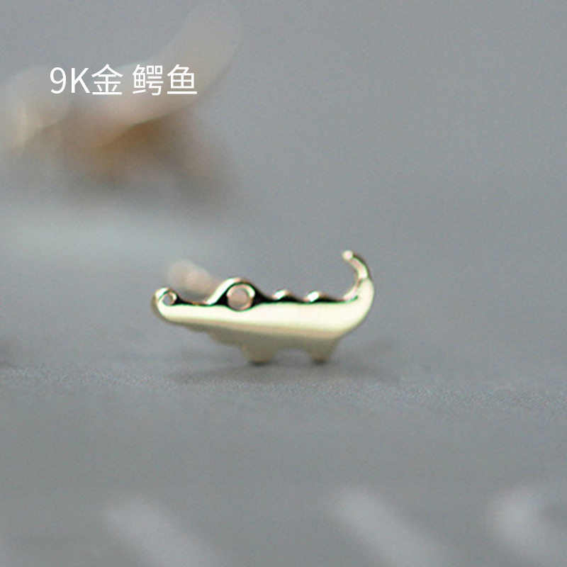 9K gold Brachiosaurus, crocodile, whale, dinosaur and animal stud earrings