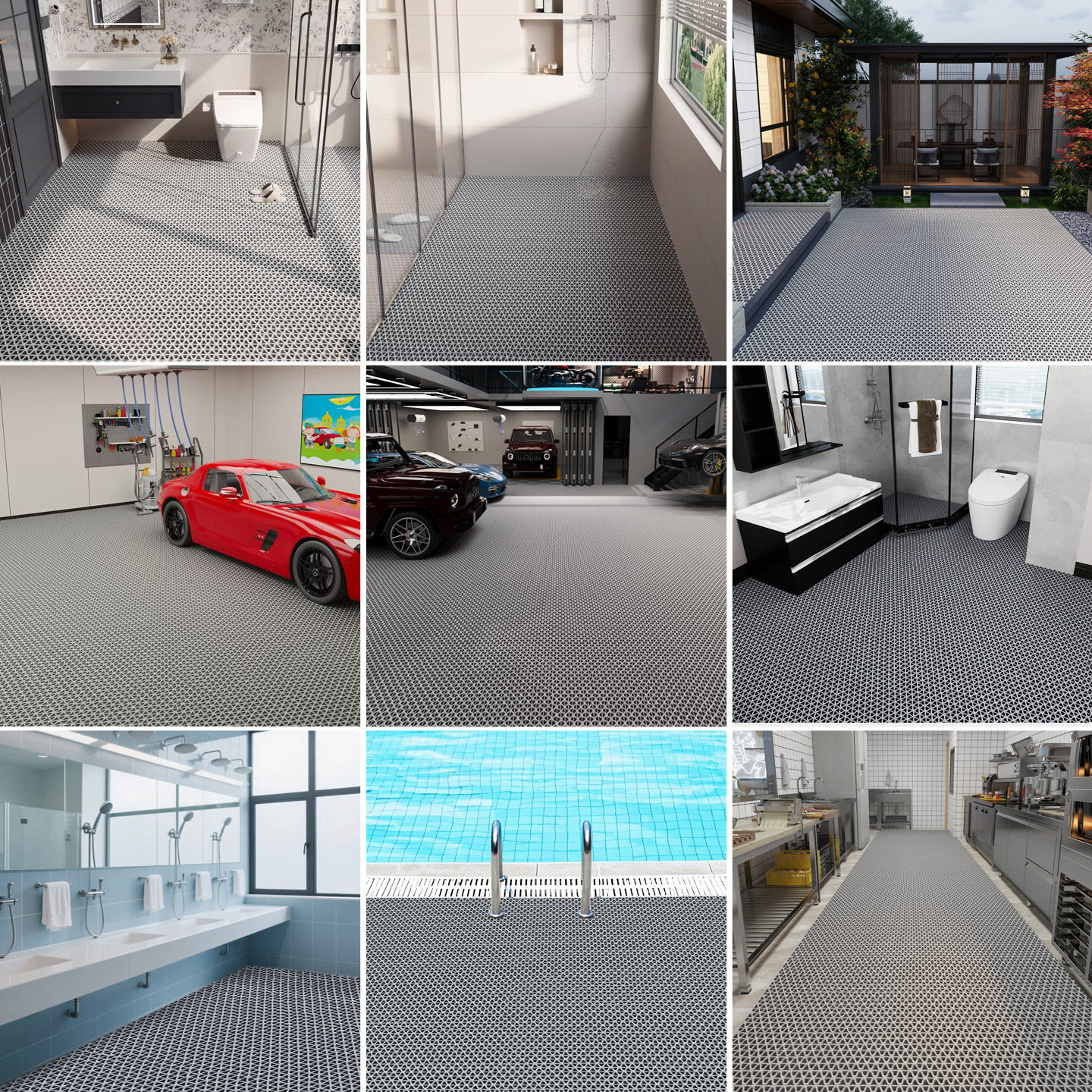 防滑地垫厨房厕所淋浴防滑垫浴室户外商用塑料pvc镂空防水垫地毯