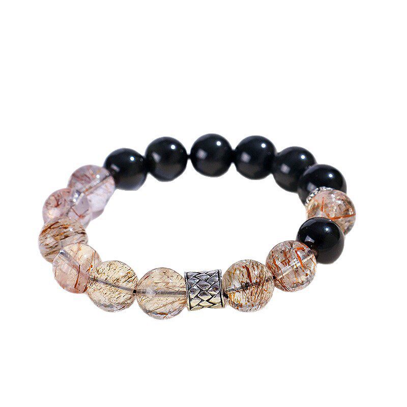 Golden Titan Bracelet — Black Gold Super Seven with Smoky Quartz
