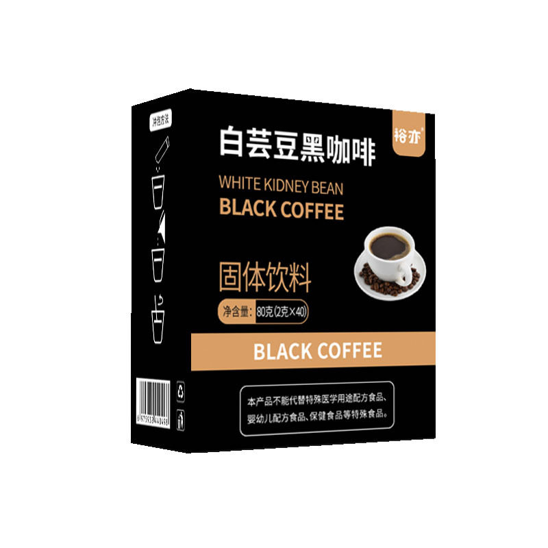 白芸豆黑咖啡速溶咖啡粉固体饮料无蔗糖提神源头工厂家直销