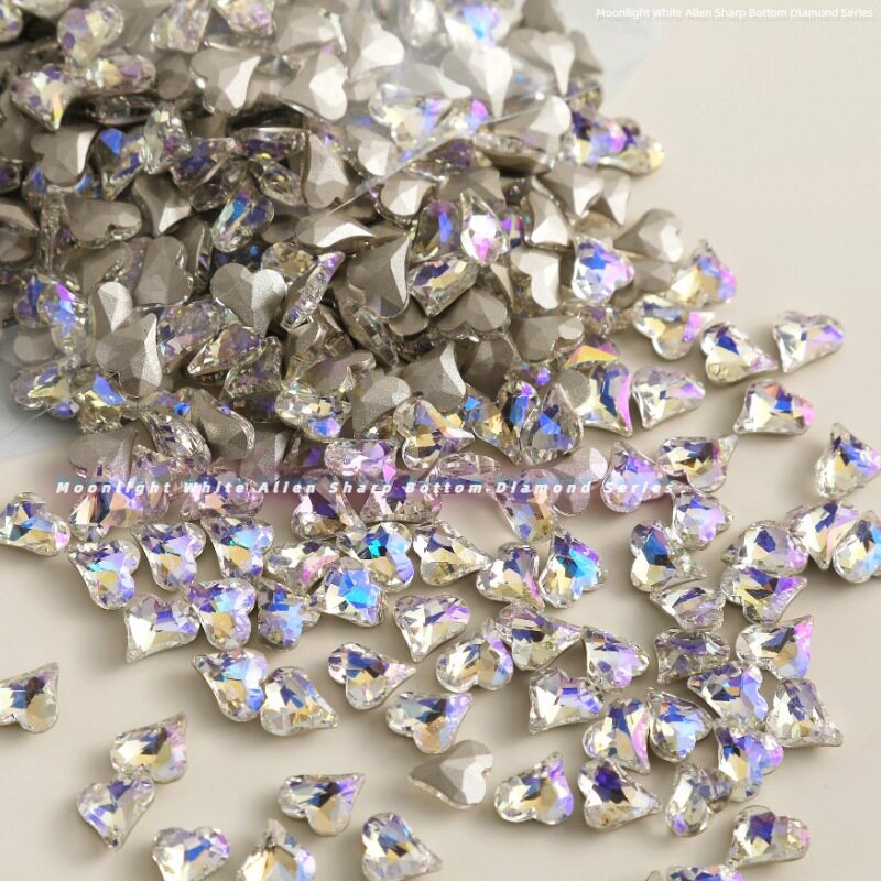美甲饰品尖底异形整包720颗歪心冰糖指甲水晶月光美甲钻美甲飾品