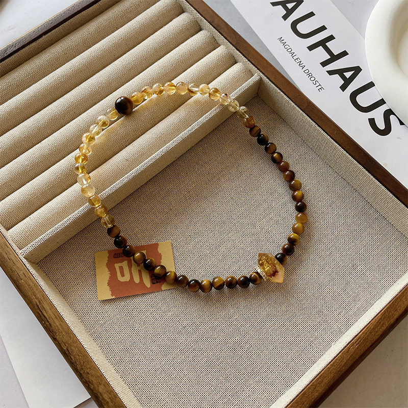 Double-Wrap Modern Chinese Citrine Tower Crystal Bracelet