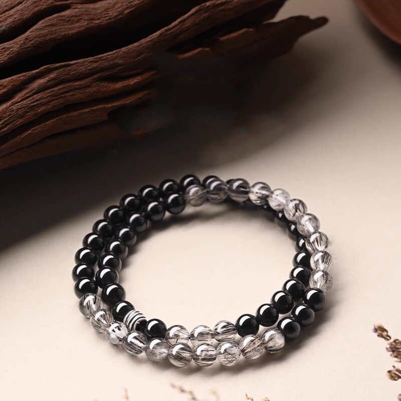 Double-Wrap Obsidian Bracelet