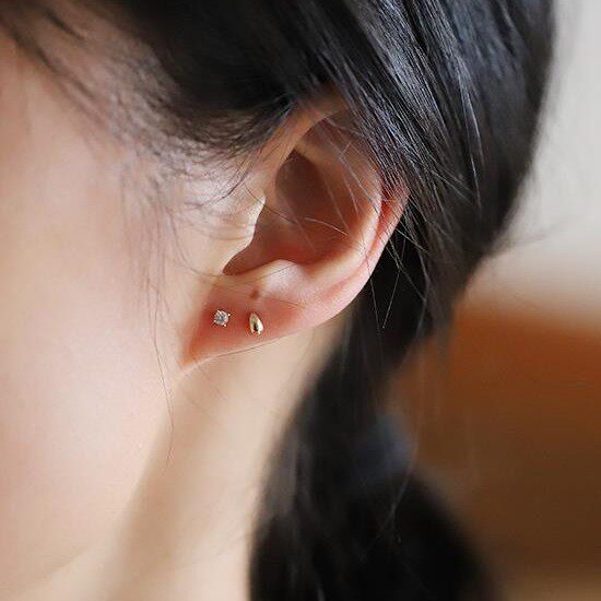 9K gold glossy three-dimensional water drop screw ear studs