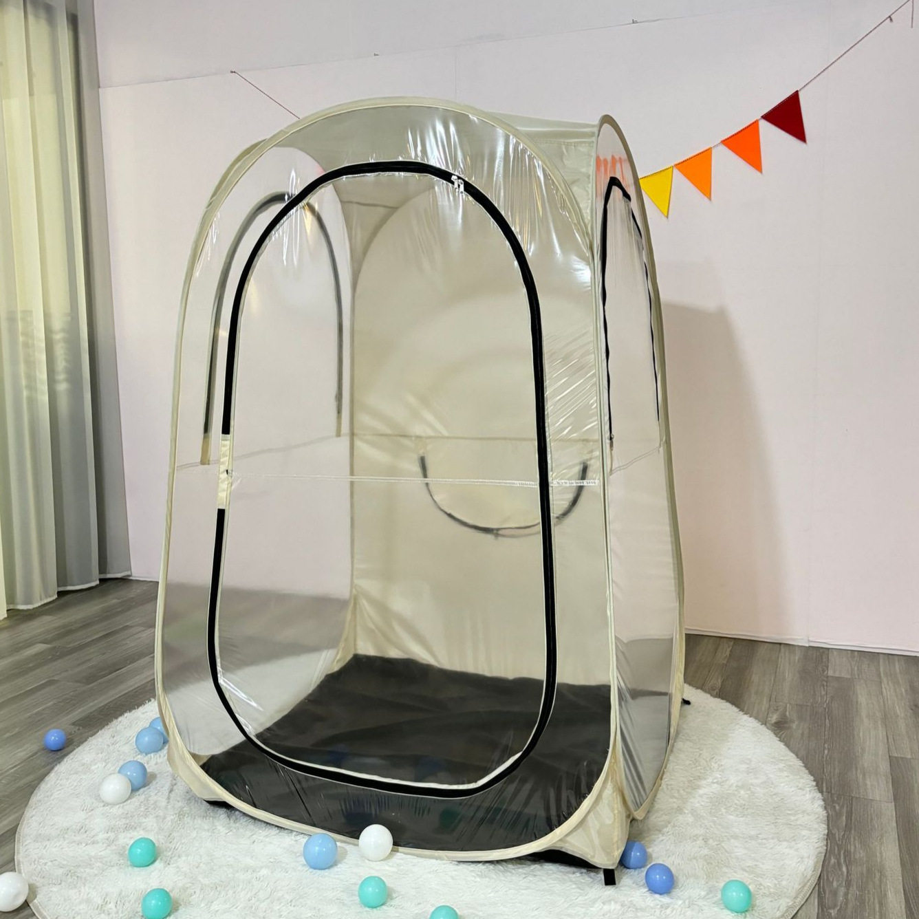 户外钓鱼帐篷批发跨境防蚊虫单人露营免安装便携折叠PVC透明帐篷