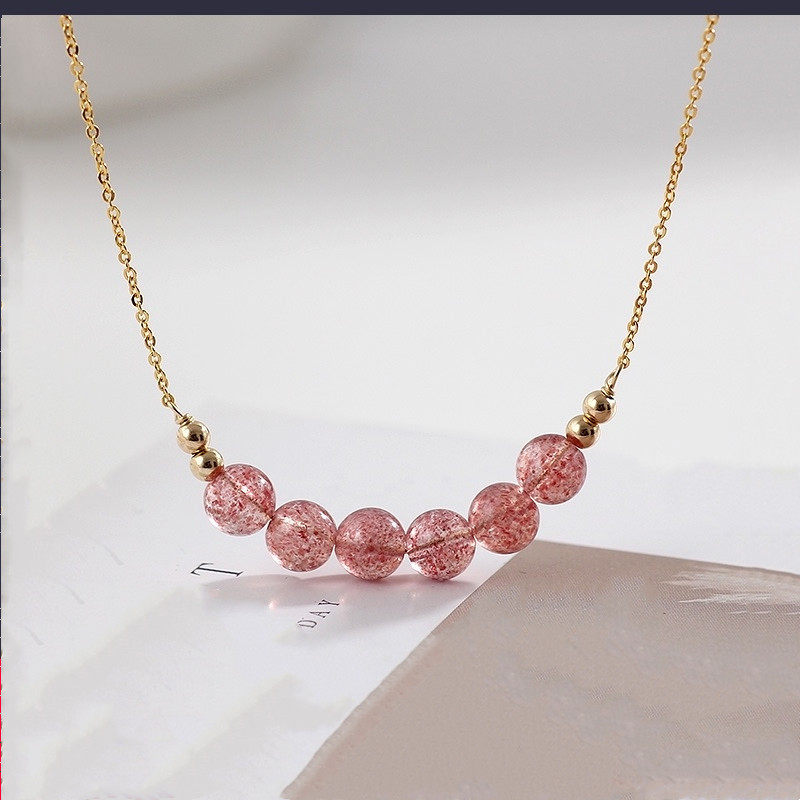 Minimalist Strawberry Quartz Necklace