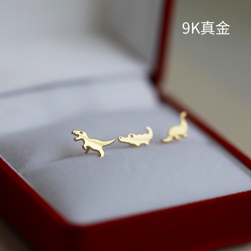 9K金 腕龙鳄鱼鲸鱼恐龙动物耳钉