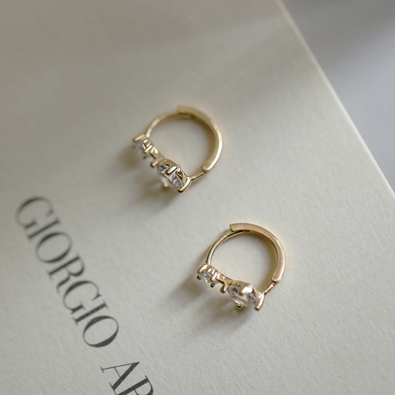9K gold double diamond ear hoops of different sizes