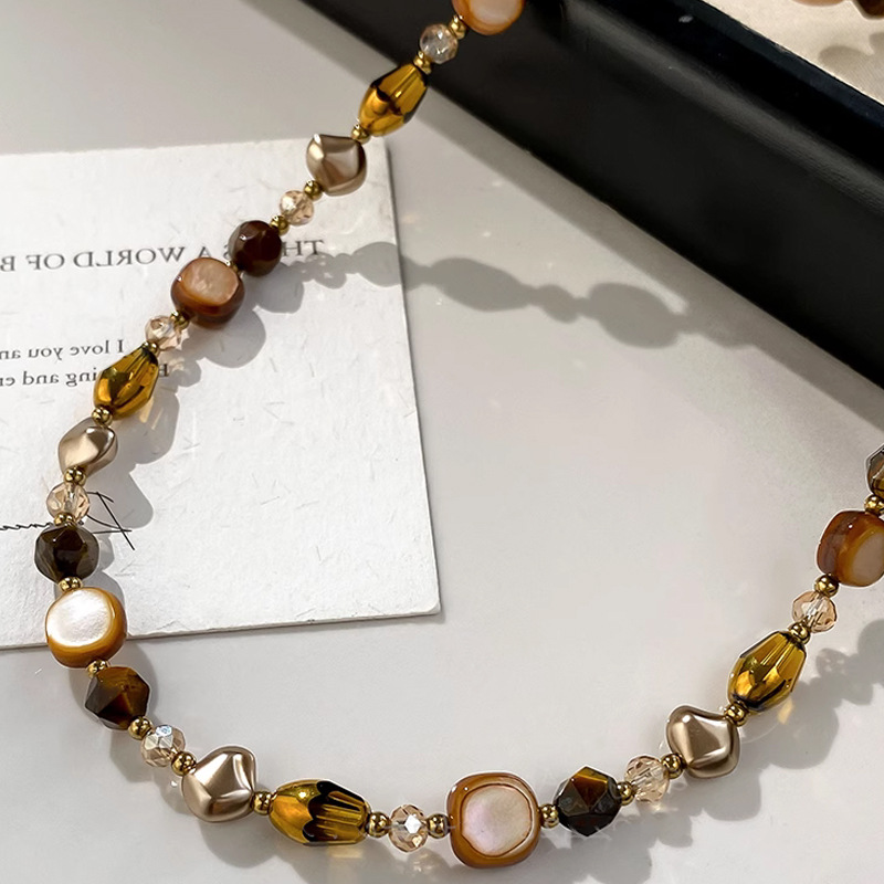 Tiger Eye Beaded Necklace Energy Pendant - Natural Crystal Talisman for Wealth and Luck Accessory