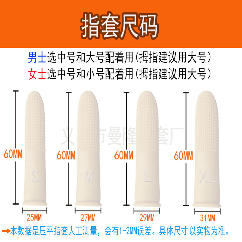 曼隆白色麻点防滑乳胶手指套教师点钞翻页印刷加厚耐麿橡胶指头套