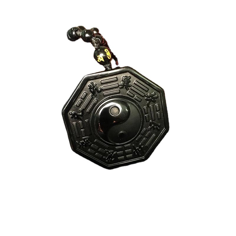 Obsidian Eight Trigrams Pendant Talisman for Luck, Warding Off Evil and Ensuring Safety