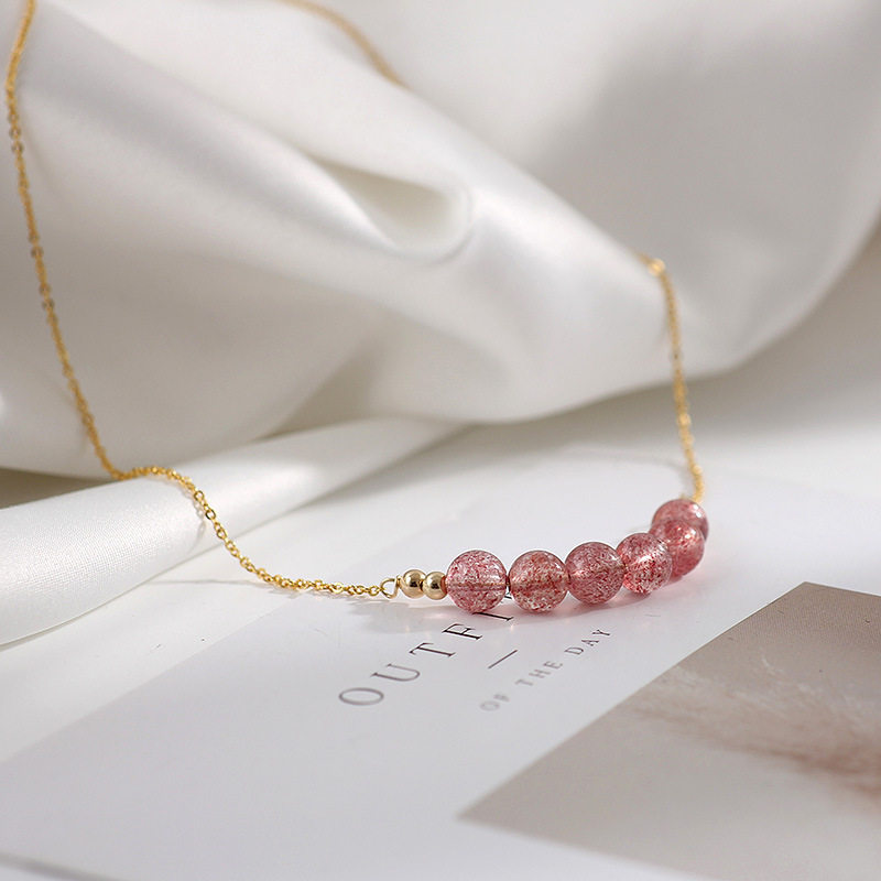 Minimalist Strawberry Quartz Necklace