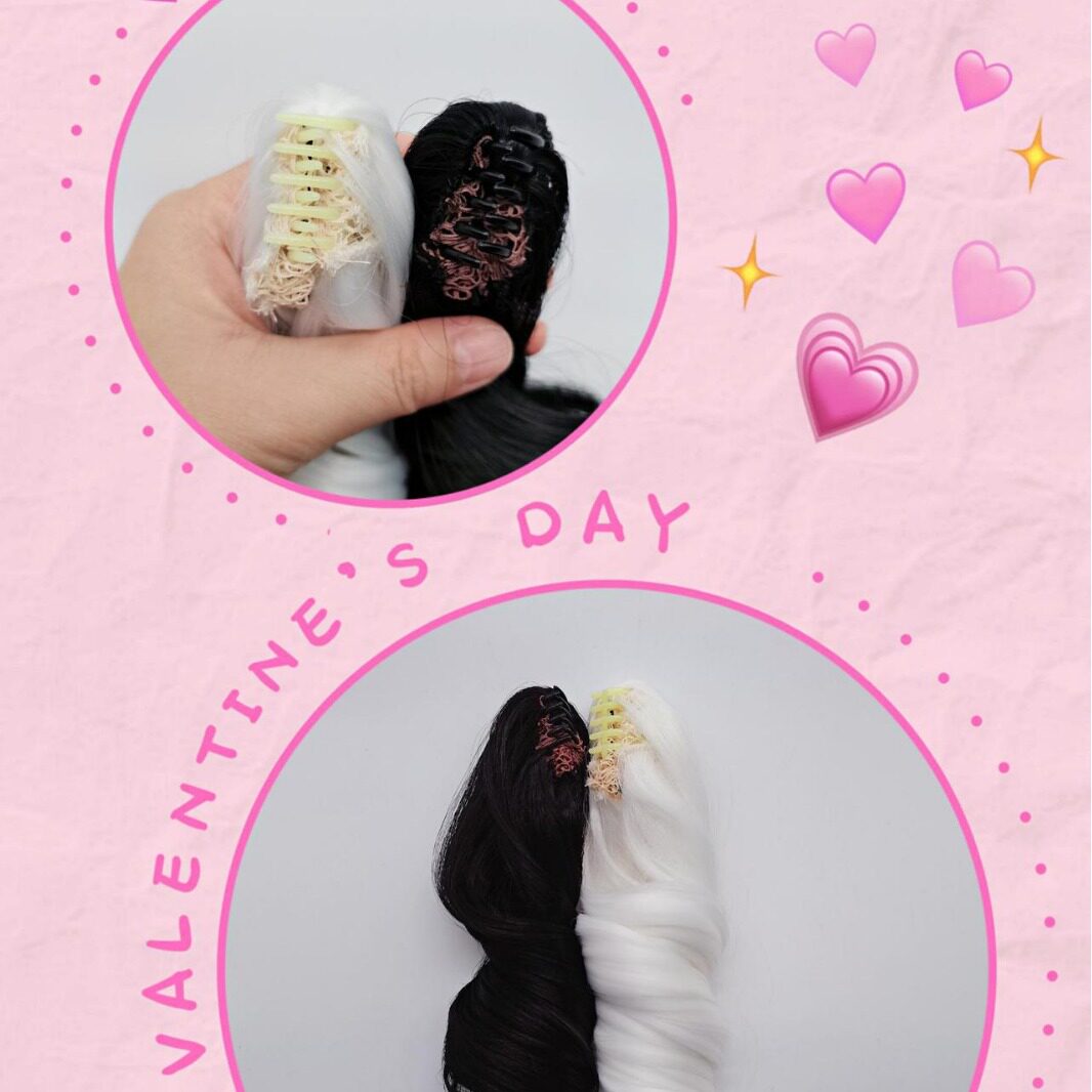 棉花娃娃头发假发夹高温丝娃娃抓卷发双马尾娃用多色虎口