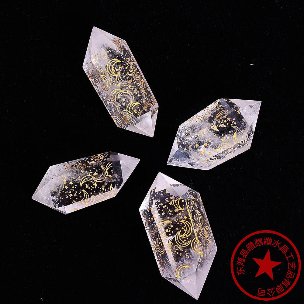 Starfield Bi-Point — Clear Quartz Chakra Double-Terminated Wand