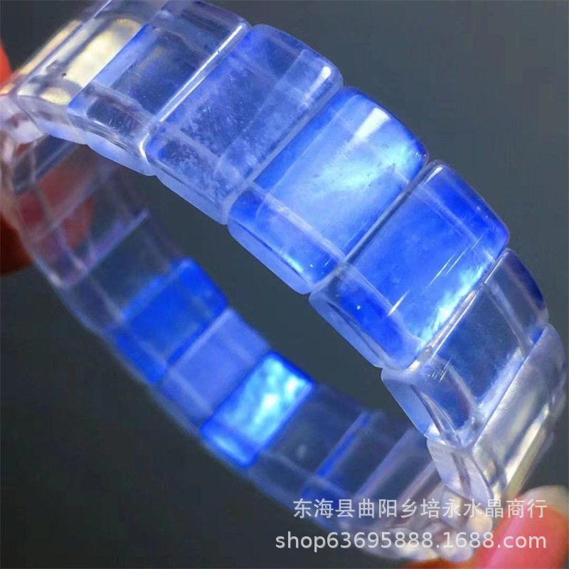 Blue Moonstone Wide Bracelet