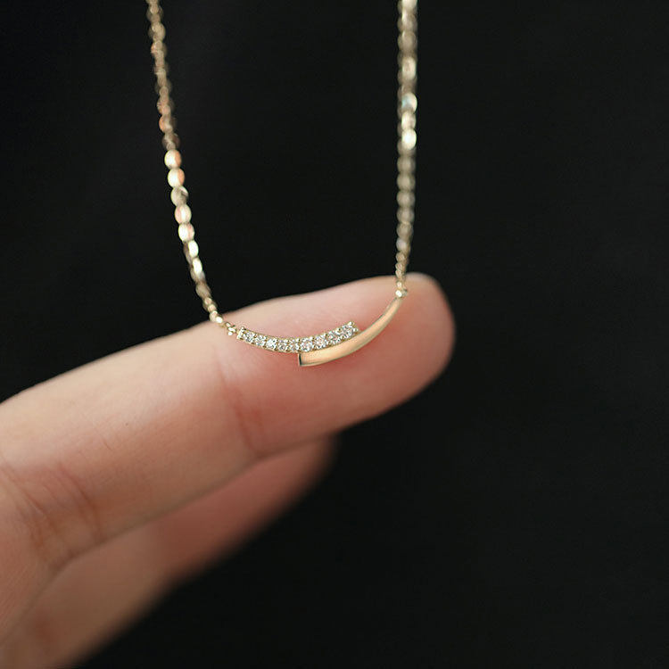 14K gold double-row smiling arc-shaped necklace