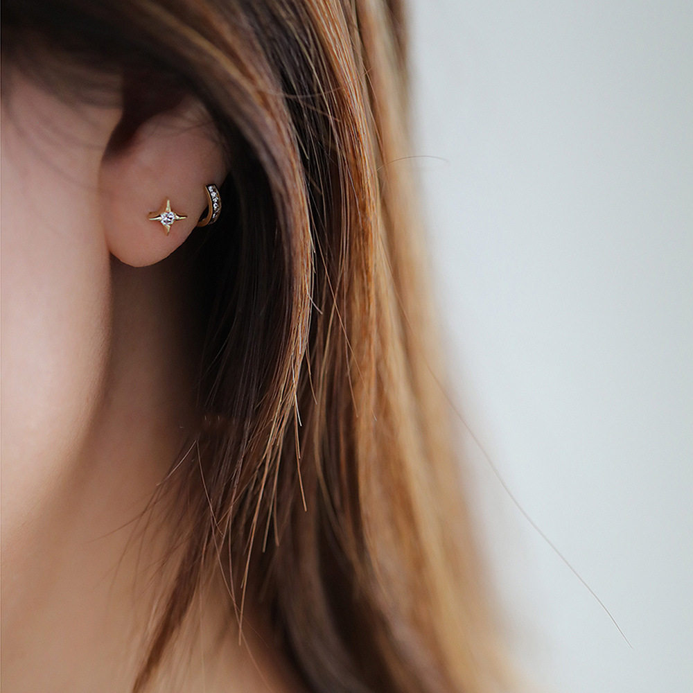 9K gold starlight screw ear studs