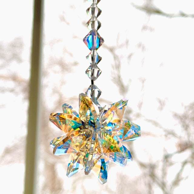 Energy Crystal Snowflake Pendant - Natural Crystal Energy Jewelry, Winter Lucky Charm