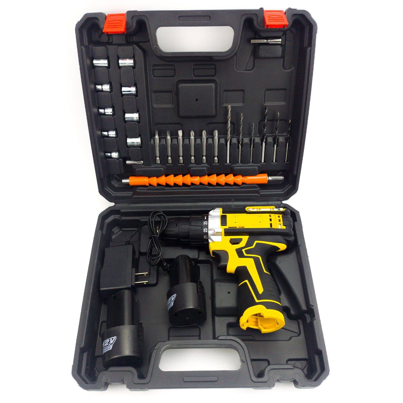 锂电钻12V手电钻多功能电动螺丝刀双速外贸跨境电动工具套装