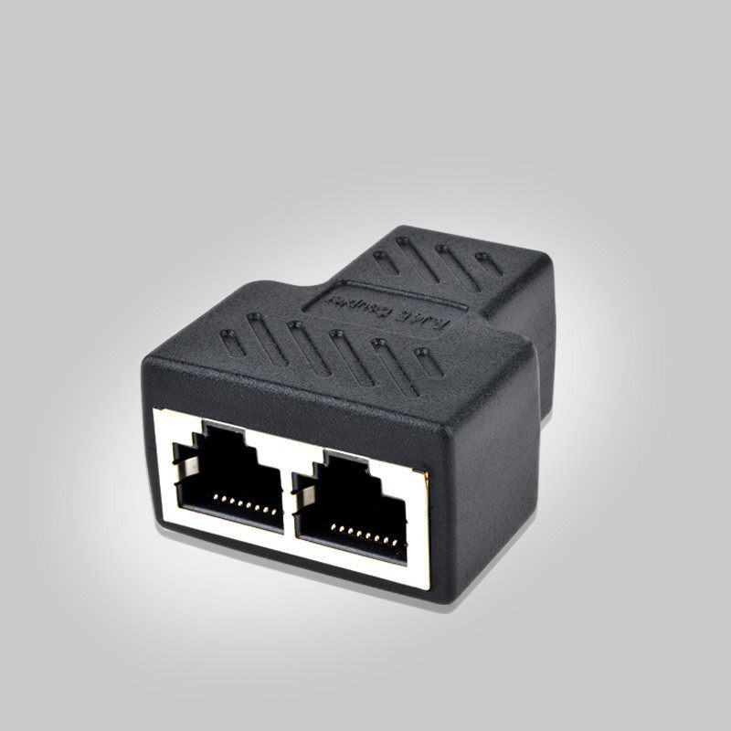 网络直通头一分二 rj45网线三通转接头 8p8c一转二分线器 屏蔽型