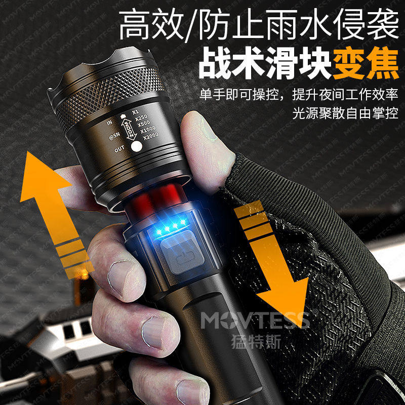 跨境抖音爆款LED手电筒 强光户外充电USB 伸缩调焦应急家用手电筒