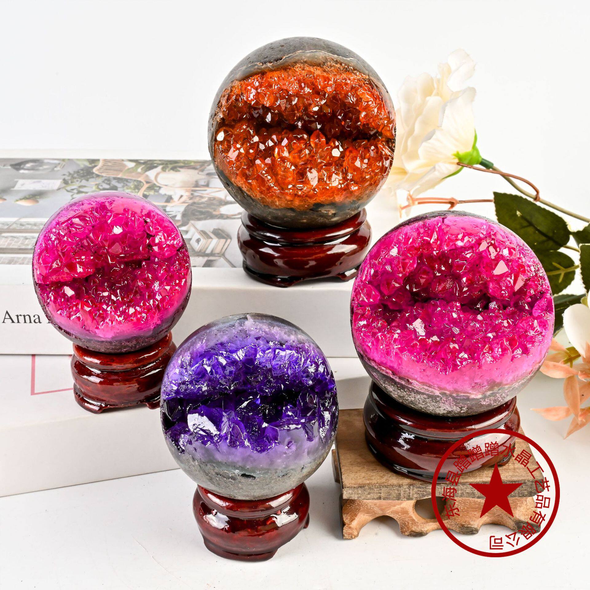 Radiant Treasure Bowl — Multi-Color Crystal Cluster