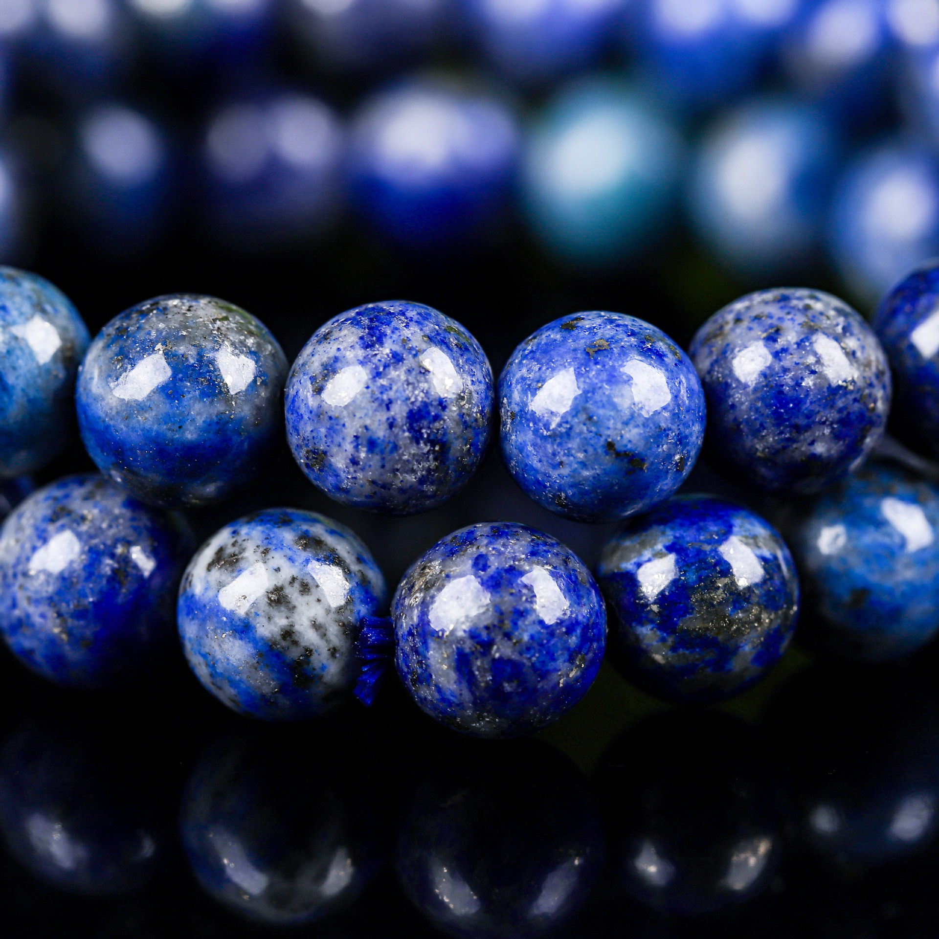 Round Bead Lapis Lazuli Bracelet