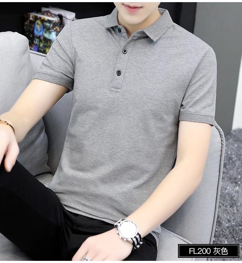 香港潮牌夏季POLO衫男短袖商务休闲翻领t恤男士上衣灰色男装