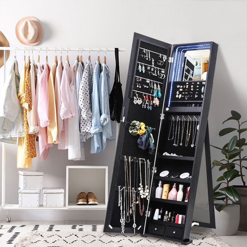 全身镜柜家用卧室首饰珠宝收纳壁挂式移动试衣镜子挂衣帽架