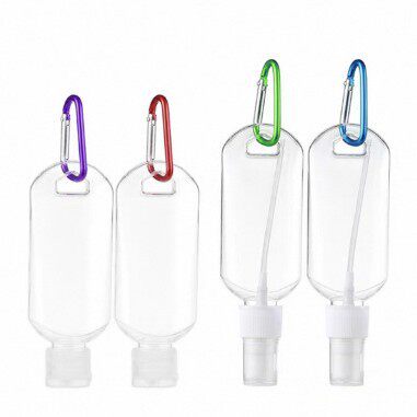 现货批发30ml50ml60ml挂勾瓶喷雾酒精凝胶免洗洗手液塑料瓶登山扣