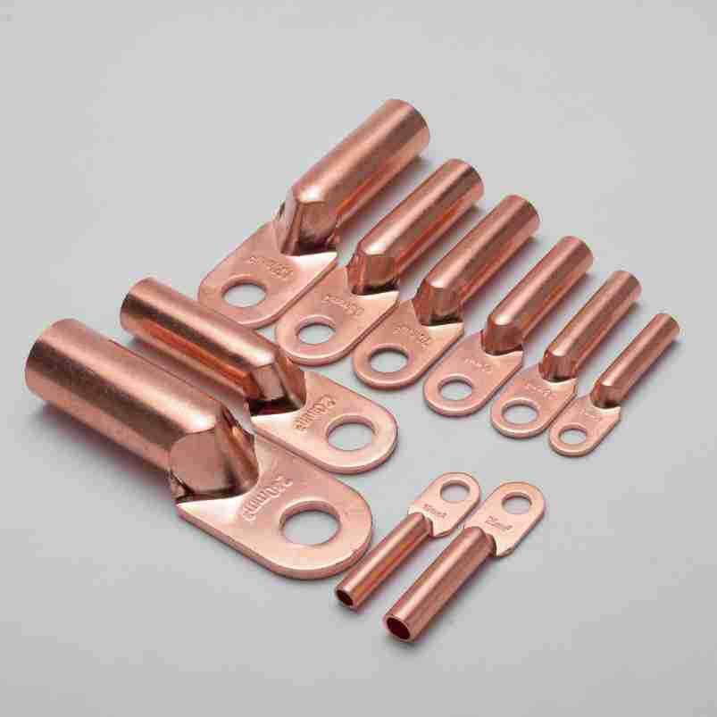 厂家直供DT铜鼻子平方接线端子铜接头线耳紫铜镀锡厂标铜接管接线