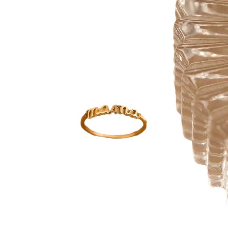 TEMU热销指环亲爱mama字母简约素面戒指送给妈妈完美的母亲节礼物