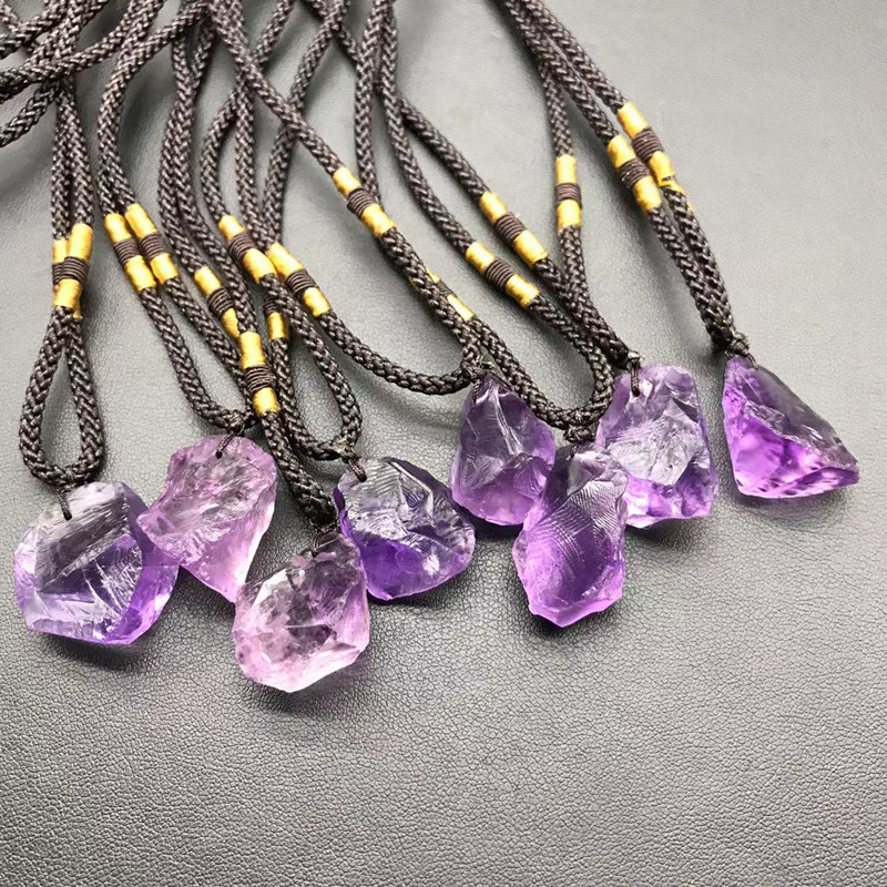 Natural Amethyst Energy Stone Pendant | Wealth Attraction, Evil Warding, Energy Healing, Fashion Accessory