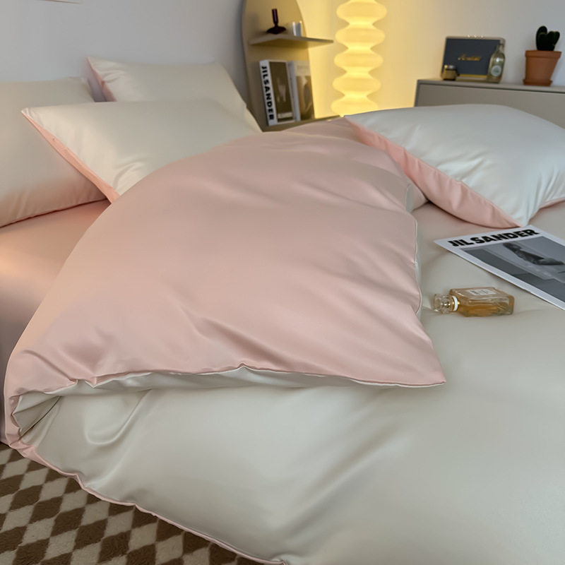 冰丝四件套学生宿舍床单夏季床笠轻奢简约被套高档床品2m被罩代发