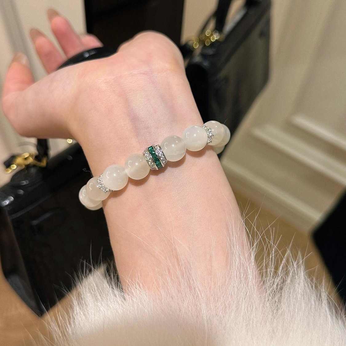 Natural Moonstone Bracelet for Women, Wealth Attracting and Luck Bringing Crystal Bracelet, Lucky Stone Jewelry Gift