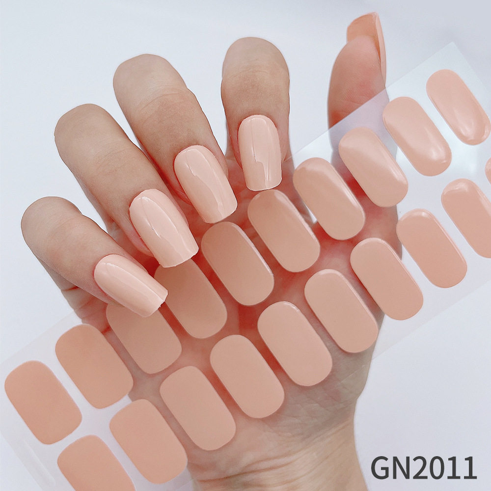 美子ins风小清新20指免烤凝胶美甲贴 花朵晕染纯色指甲贴现货批发