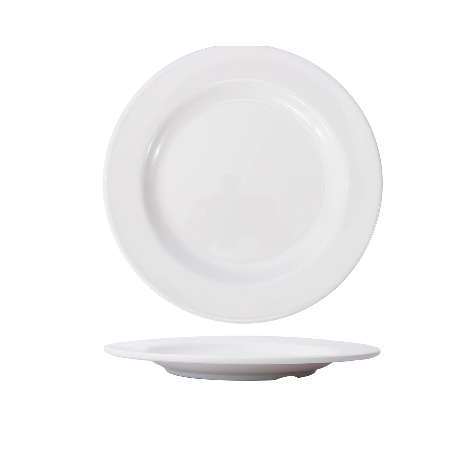 厂家批发密胺餐具白色骨碟自助快餐圆盘防摔圆形碟子仿瓷炒菜盘子