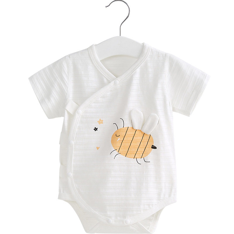 婴儿连体衣夏季薄款三角哈衣短袖新生衣服纯棉男女包屁衣宝宝夏装