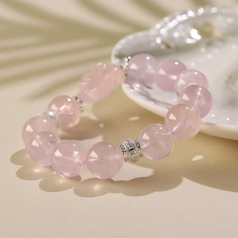 Round Bead Designer Star Rose Quartz Bracelet