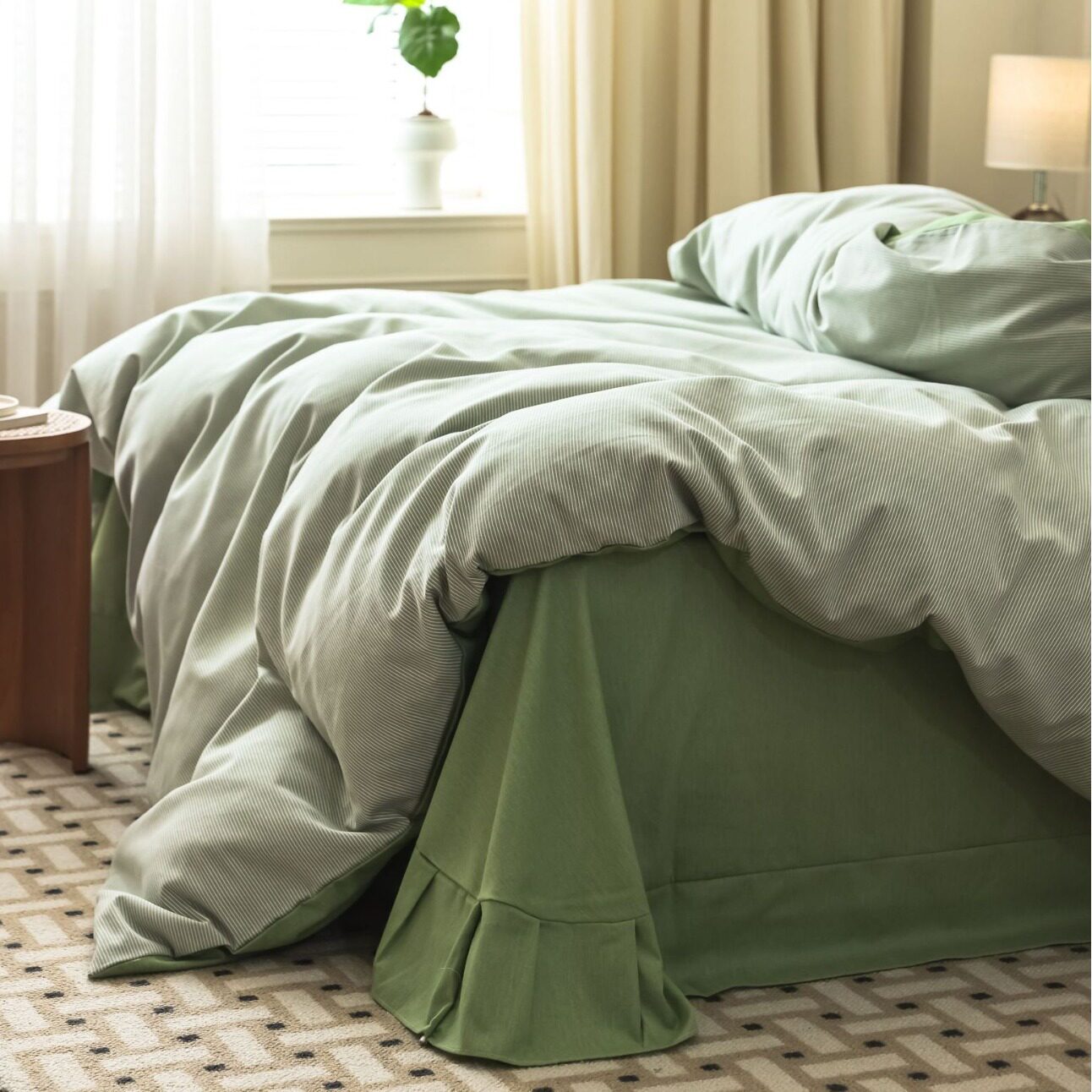 舒尊客||秋冬裸睡全棉磨毛四件套条纹纯棉床上用品床单被套加厚