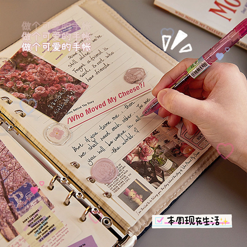 美式复古牛仔笔记本a5办公女生高颜值活页手账本学生日记本加厚