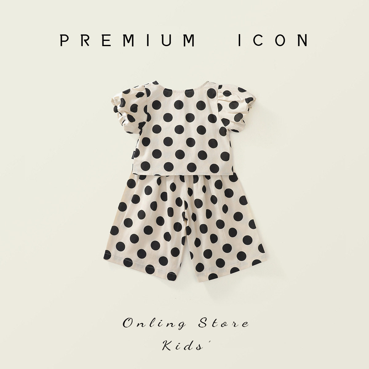 杰拉童装女童波点套装2025夏季新款儿童韩版短袖上衣阔腿裤两件套