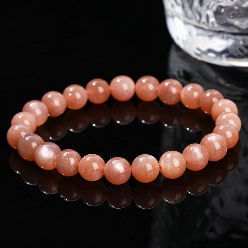 Round Bead Orange Moonstone Bracelet
