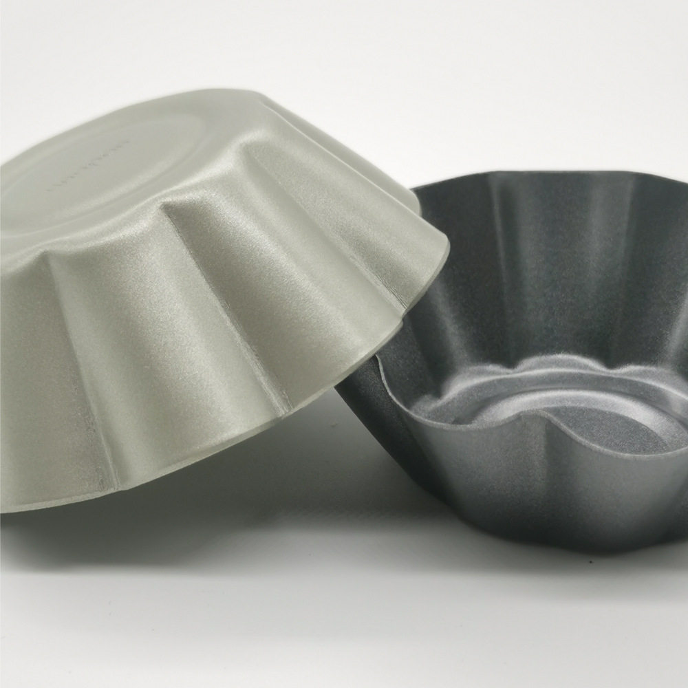 跨境专供圆形蛋挞模具加厚碳钢不粘花朵蛋挞杯托烘培布丁蛋糕模具