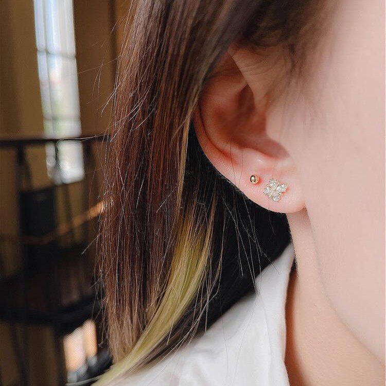 9K Gold cross flower screw stud earrings