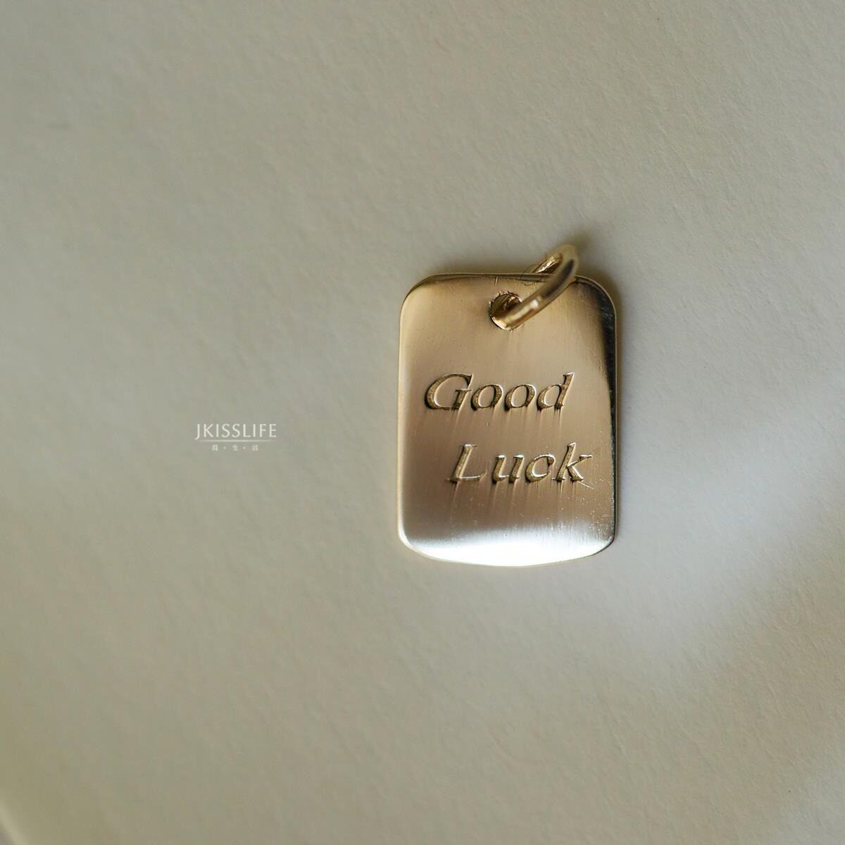 9K /14K gold Goodlucky rectangular pendant