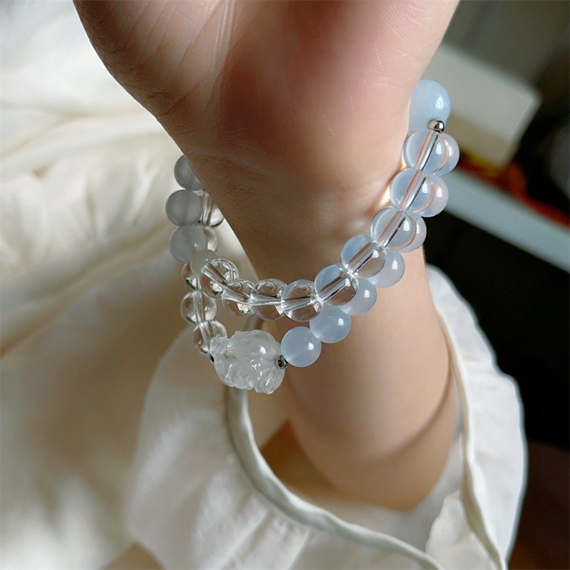 Natural White Crystal Nine-Tailed Fox Bracelet | Attract Love, Enhance Romance, Ward Off Evil, Protect Body, Energy Purification