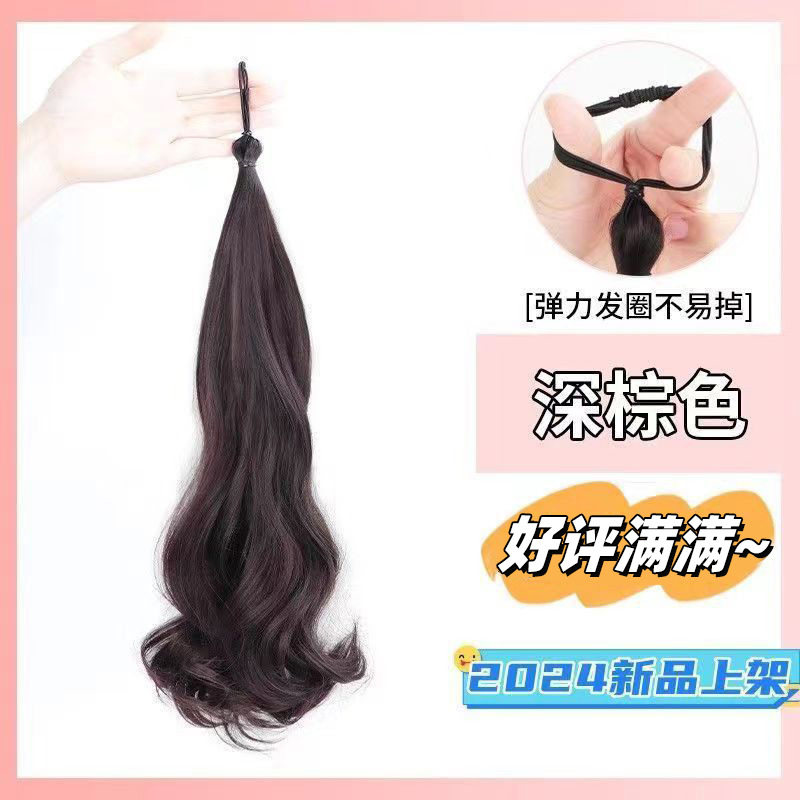 新法式侧马尾仿真发女绑带式高低马尾假辫子韩系氛围慵懒感双马尾