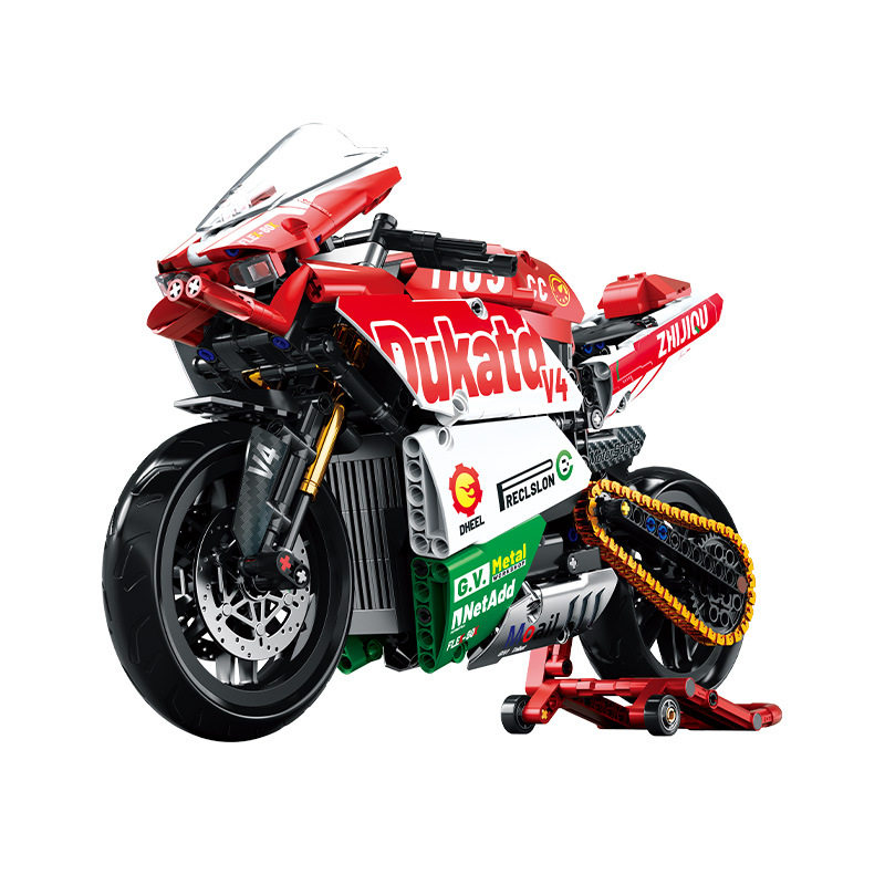 杜咔迪摩托车积木儿童益智玩具模型机车机械大型拼装男孩生日礼物