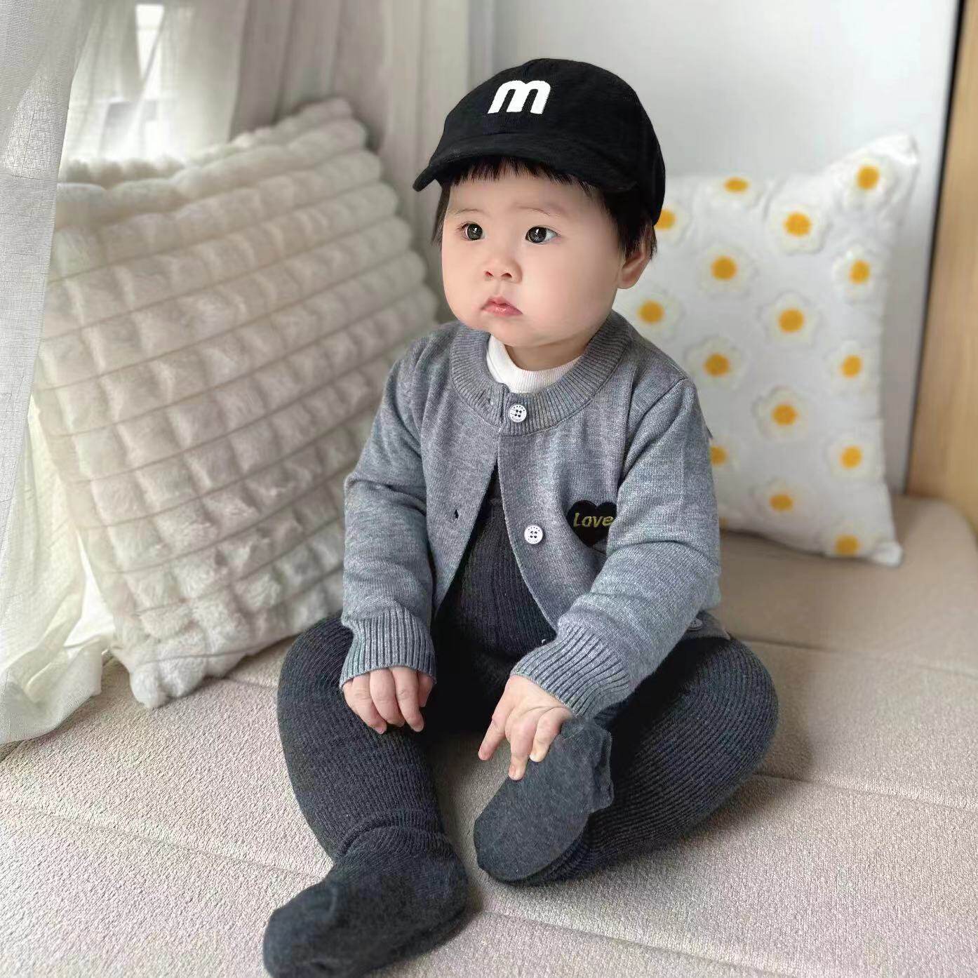 直播供货 2025新款童装毛衣 春季婴童圆领纯色外套女童棉针织开衫